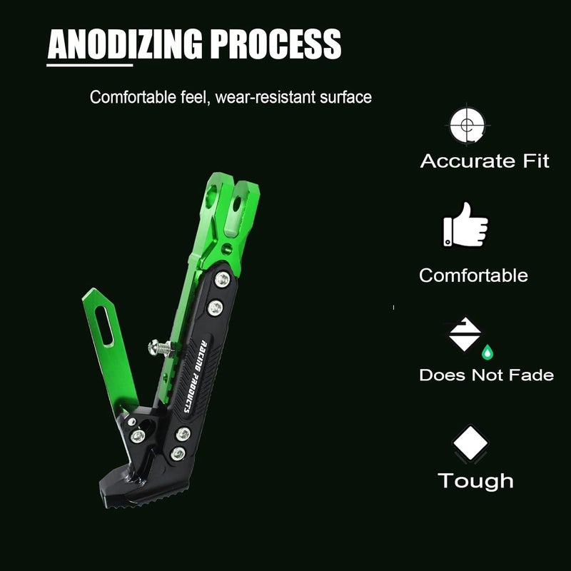 GWH Motorcycle Universal Kickstand Adjustable Modified CNC Aluminum Alloy Adjustable Tripod Holder Kickstand Foot Side Support Stand Motor Scooter Motorbike Motocross Electric Dit Pit Bike （Red) (Green) - Image 4